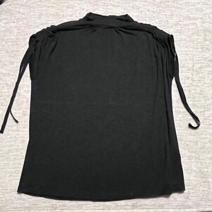 Anthropologie Black Ruched Sleeve Top XS Drawstring‎ Shoulders Soft Knit Korea